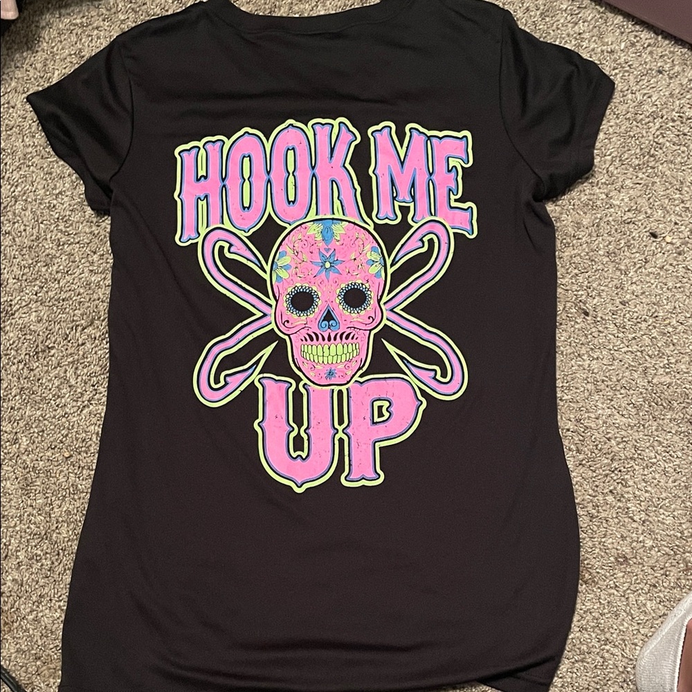 Black Graphic Tee with Skull Design